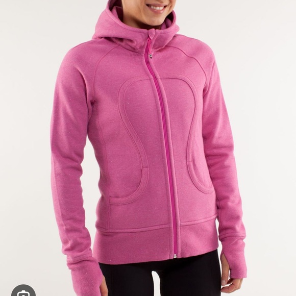 Lululemon scuba old style. Sparkle Heathered Paris pink with black hood logo. - Picture 1 of 8